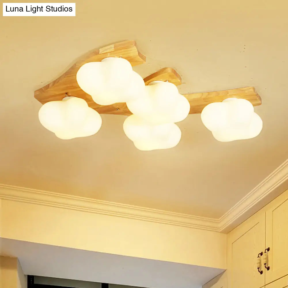 DecorBites™ DecorBites™ White Glass Plum Blossom Flush Mount Ceiling Light - Modern, Kid-friendly Design