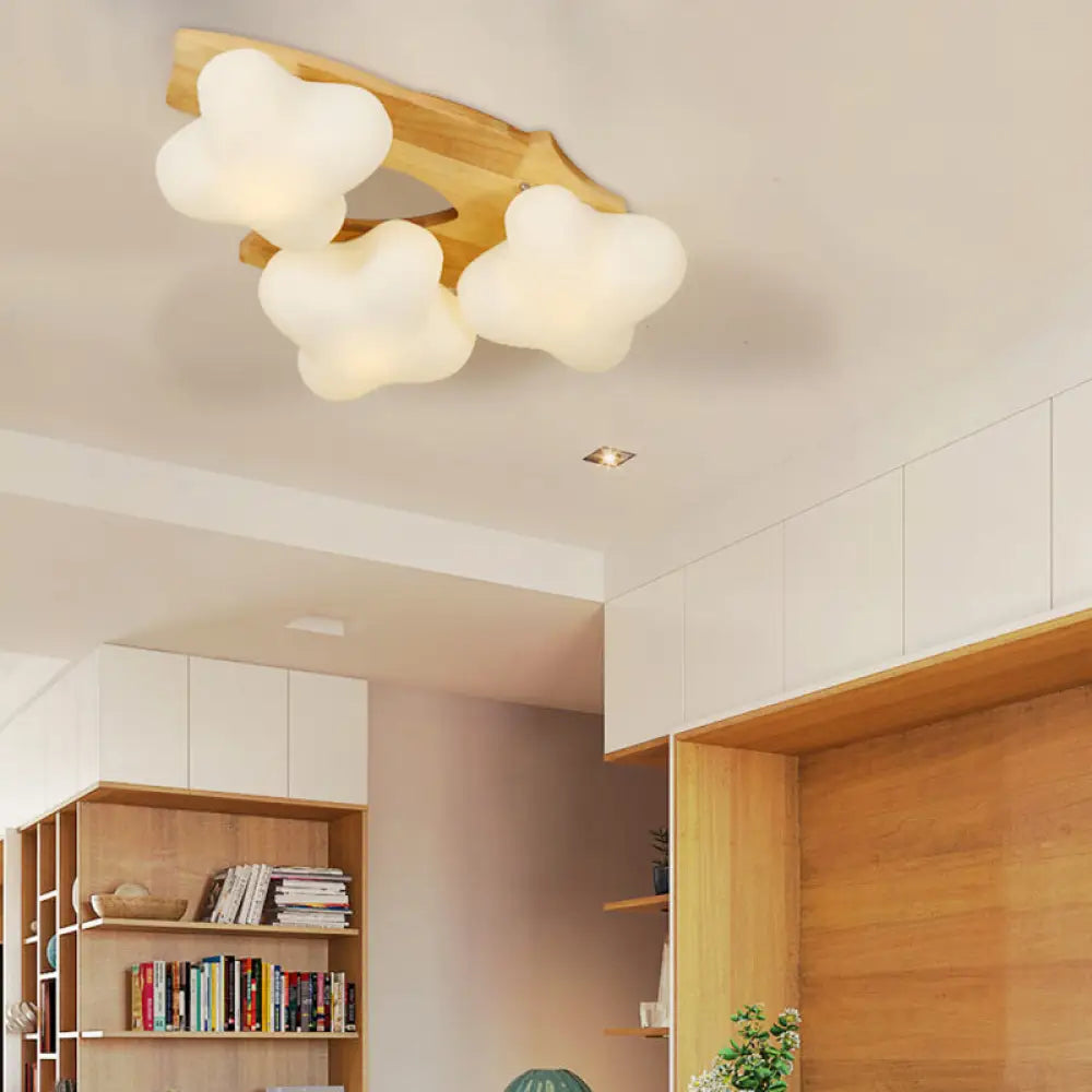 DecorBites™ DecorBites™ White Glass Plum Blossom Flush Mount Ceiling Light - Modern, Kid-friendly Design