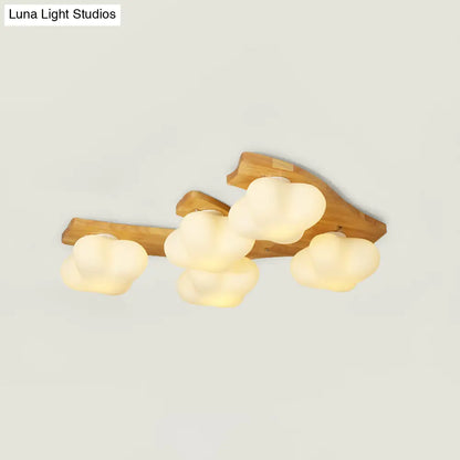 DecorBites™ DecorBites™ White Glass Plum Blossom Flush Mount Ceiling Light - Modern, Kid-friendly Design