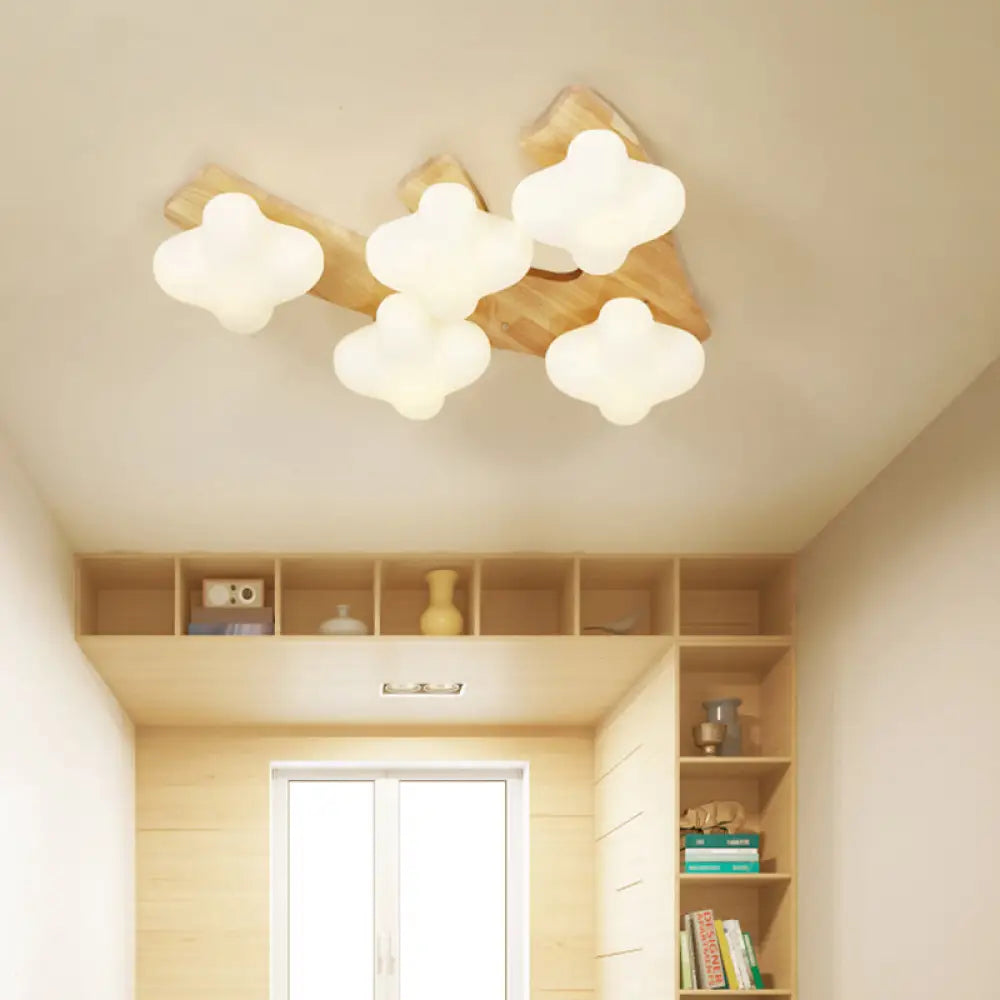 DecorBites™ DecorBites™ White Glass Plum Blossom Flush Mount Ceiling Light - Modern, Kid-friendly Design