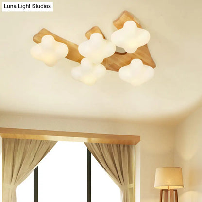 DecorBites™ DecorBites™ White Glass Plum Blossom Flush Mount Ceiling Light - Modern, Kid-friendly Design
