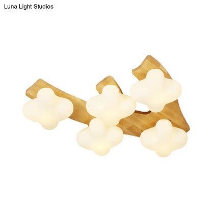 DecorBites™ DecorBites™ White Glass Plum Blossom Flush Mount Ceiling Light - Modern, Kid-friendly Design