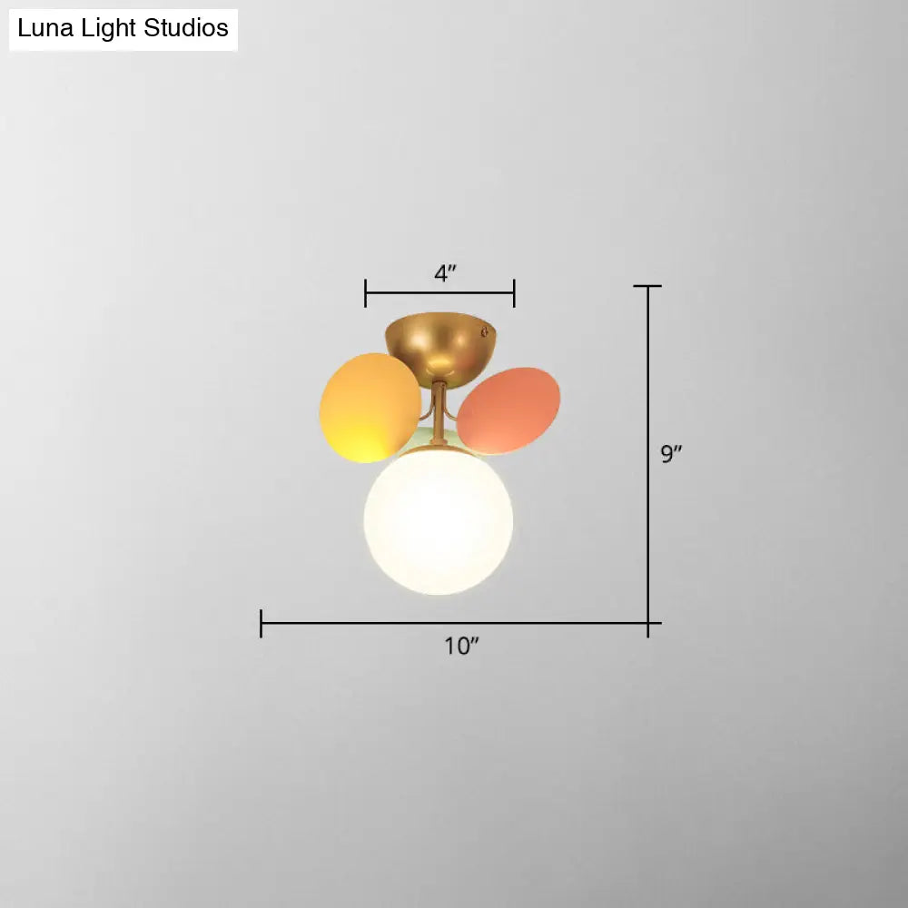 DecorBites™ DecorBites™ White Glass Semi Flush Circle Chandelier for Children's Room - Creative Ceiling Light Fixture