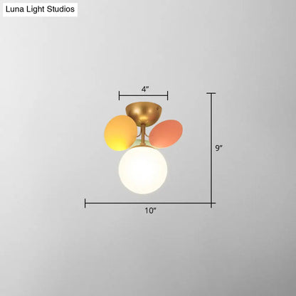 DecorBites™ DecorBites™ White Glass Semi Flush Circle Chandelier for Children's Room - Creative Ceiling Light Fixture