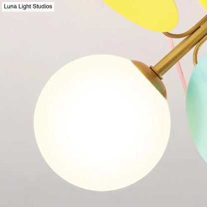 DecorBites™ DecorBites™ White Glass Semi Flush Circle Chandelier for Children's Room - Creative Ceiling Light Fixture