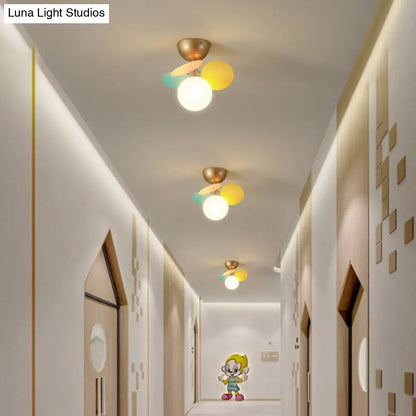 DecorBites™ DecorBites™ White Glass Semi Flush Circle Chandelier for Children's Room - Creative Ceiling Light Fixture