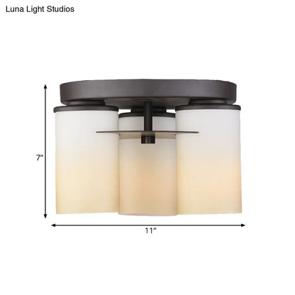 DecorBites™ DecorBites™ White Glass Semi Flush Mount Ceiling Lamp with 3 Bulbs - Ideal for Bedroom and Countryside Décor