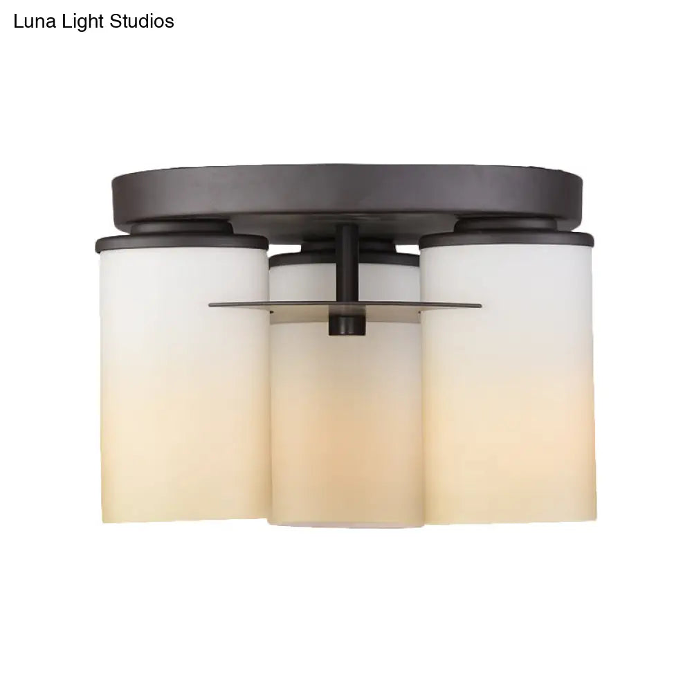 DecorBites™ DecorBites™ White Glass Semi Flush Mount Ceiling Lamp with 3 Bulbs - Ideal for Bedroom and Countryside Décor