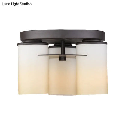 DecorBites™ DecorBites™ White Glass Semi Flush Mount Ceiling Lamp with 3 Bulbs - Ideal for Bedroom and Countryside Décor