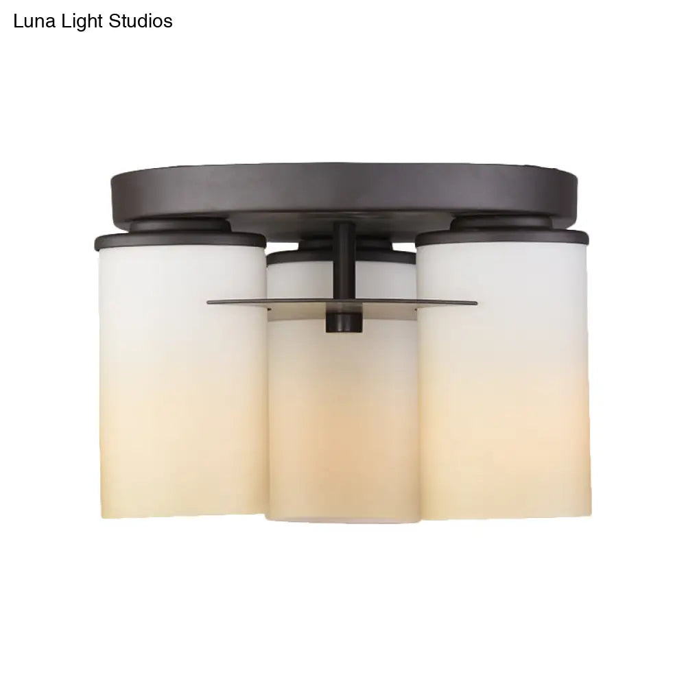 DecorBites™ DecorBites™ White Glass Semi Flush Mount Ceiling Lamp with 3 Bulbs - Ideal for Bedroom and Countryside Décor