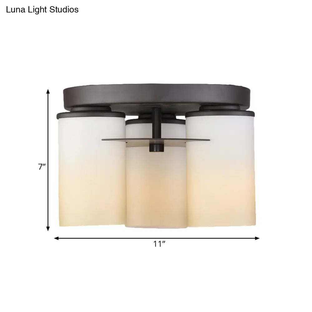 DecorBites™ DecorBites™ White Glass Semi Flush Mount Ceiling Lamp with 3 Bulbs - Ideal for Bedroom and Countryside Décor