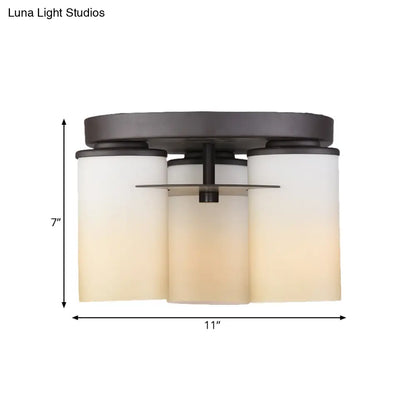 DecorBites™ DecorBites™ White Glass Semi Flush Mount Ceiling Lamp with 3 Bulbs - Ideal for Bedroom and Countryside Décor