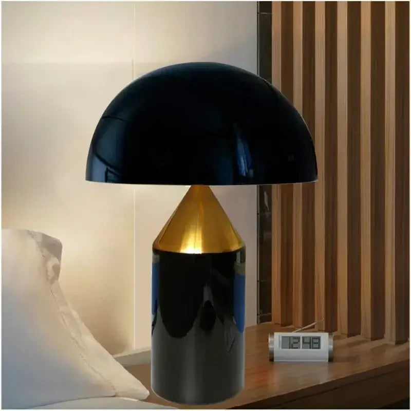 Black and gold mushroom iron table lamp with glossy finish from decorbites iron table for bedroom decor