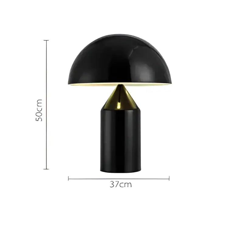 Black glossy mushroom iron table lamp with gold accent base for bedroom decor by decorbites iron table