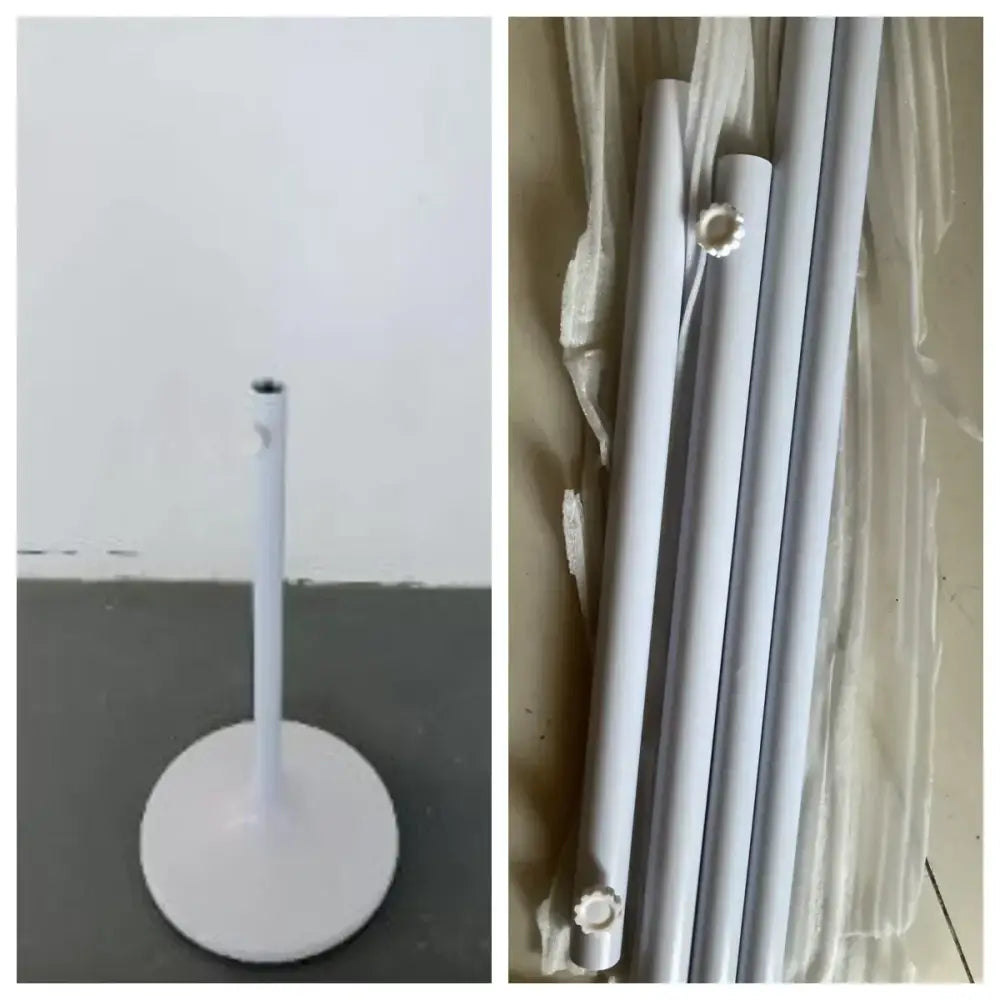 White glossy plastic butterfly chandelier stand with circular base and vertical pole for dining room use