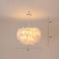 White Goose Feather Dome Ceiling Light Fixture - Elegant Pendant for Bedroom