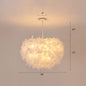 White Goose Feather Dome Ceiling Light Fixture - Elegant Pendant for Bedroom