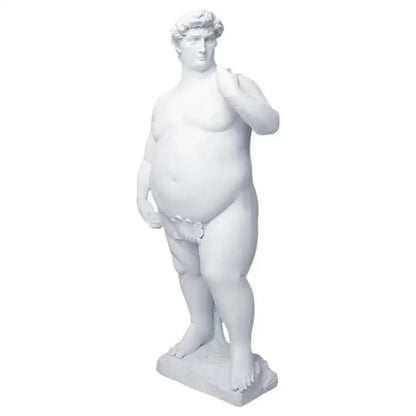 White marble resin statue of david with curly hair and draped fabric for decorbites abstract human body living room decor