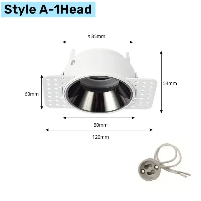 White honeycomb double head square led downlight featuring a white recessed ceiling light fixture with metallic reflector and perforated flanges