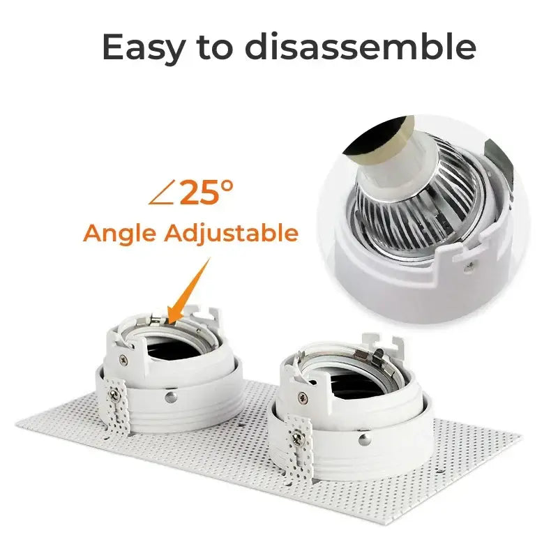 White honeycomb double head square led downlight with adjustable 25-degree angle recessed lighting fixture for living room