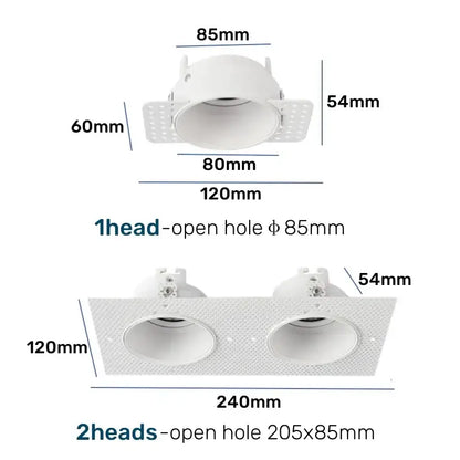 White honeycomb double head square led downlight and single-head recessed ceiling light fixture with modern design