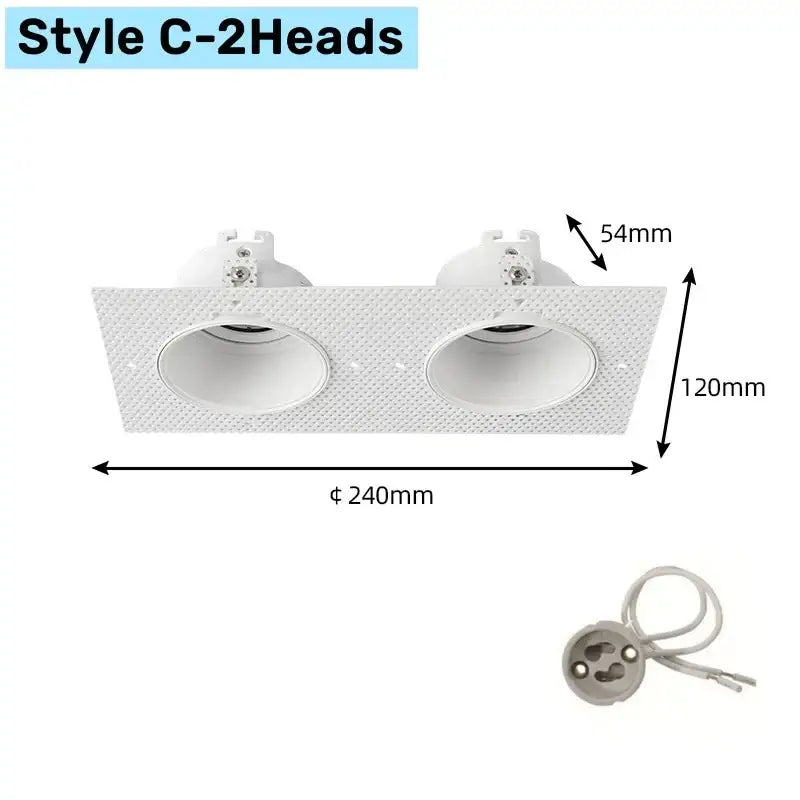 White honeycomb double head square led downlight with textured surface and two circular lamp openings for living room use