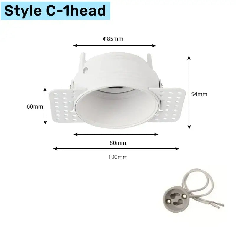 White honeycomb double head square led downlight with white recessed circular design and perforated mounting plate
