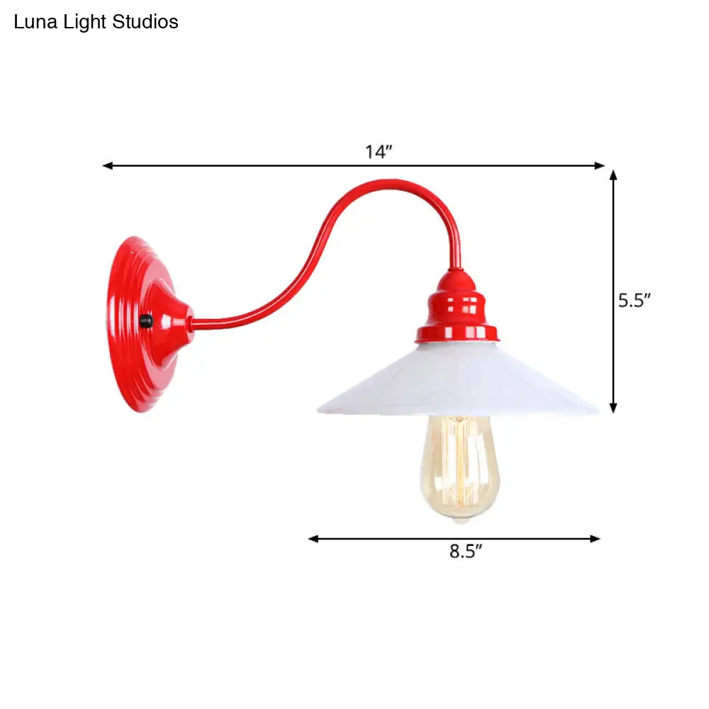 DecorBites™ DecorBites™ White Industrial Metal Wall Sconce with Wide Flare Shade - Single Bulb Light Fixture for Living Room