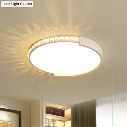 DecorBites™ DecorBites™ White Inlaid Crystal LED Flush Mount Ceiling Light for Minimalist Bedroom