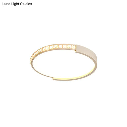 DecorBites™ DecorBites™ White Inlaid Crystal LED Flush Mount Ceiling Light for Minimalist Bedroom