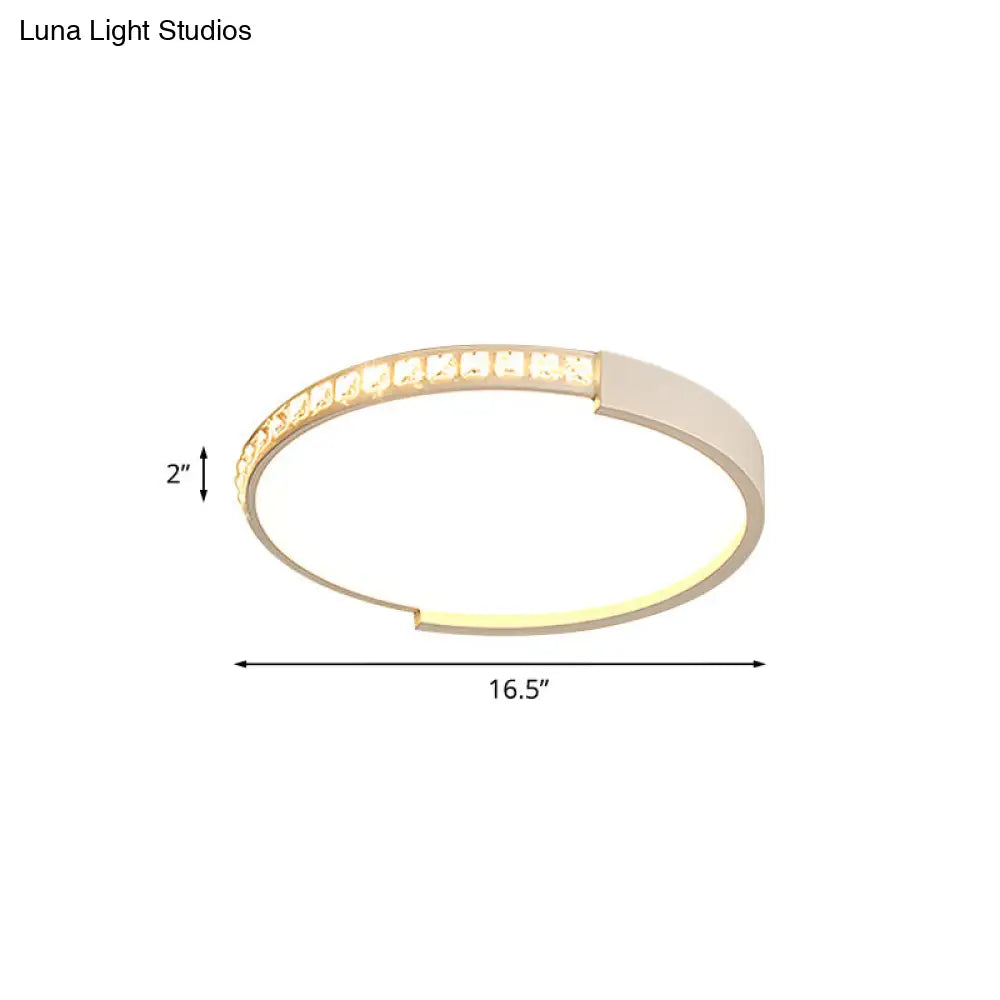 DecorBites™ DecorBites™ White Inlaid Crystal LED Flush Mount Ceiling Light for Minimalist Bedroom