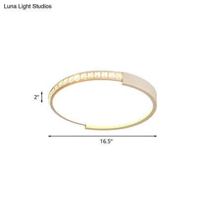 DecorBites™ DecorBites™ White Inlaid Crystal LED Flush Mount Ceiling Light for Minimalist Bedroom