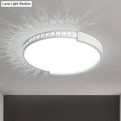 DecorBites™ DecorBites™ White Inlaid Crystal LED Flush Mount Ceiling Light for Minimalist Bedroom