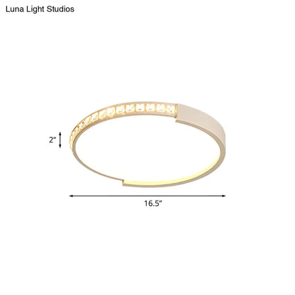 DecorBites™ DecorBites™ White Inlaid Crystal LED Flush Mount Ceiling Light for Minimalist Bedroom