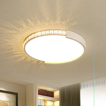 DecorBites™ DecorBites™ White Inlaid Crystal LED Flush Mount Ceiling Light for Minimalist Bedroom