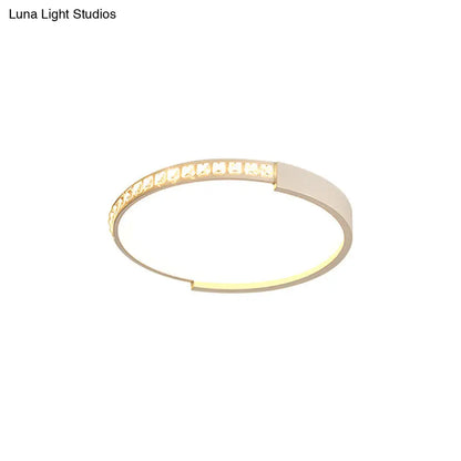 DecorBites™ DecorBites™ White Inlaid Crystal LED Flush Mount Ceiling Light for Minimalist Bedroom