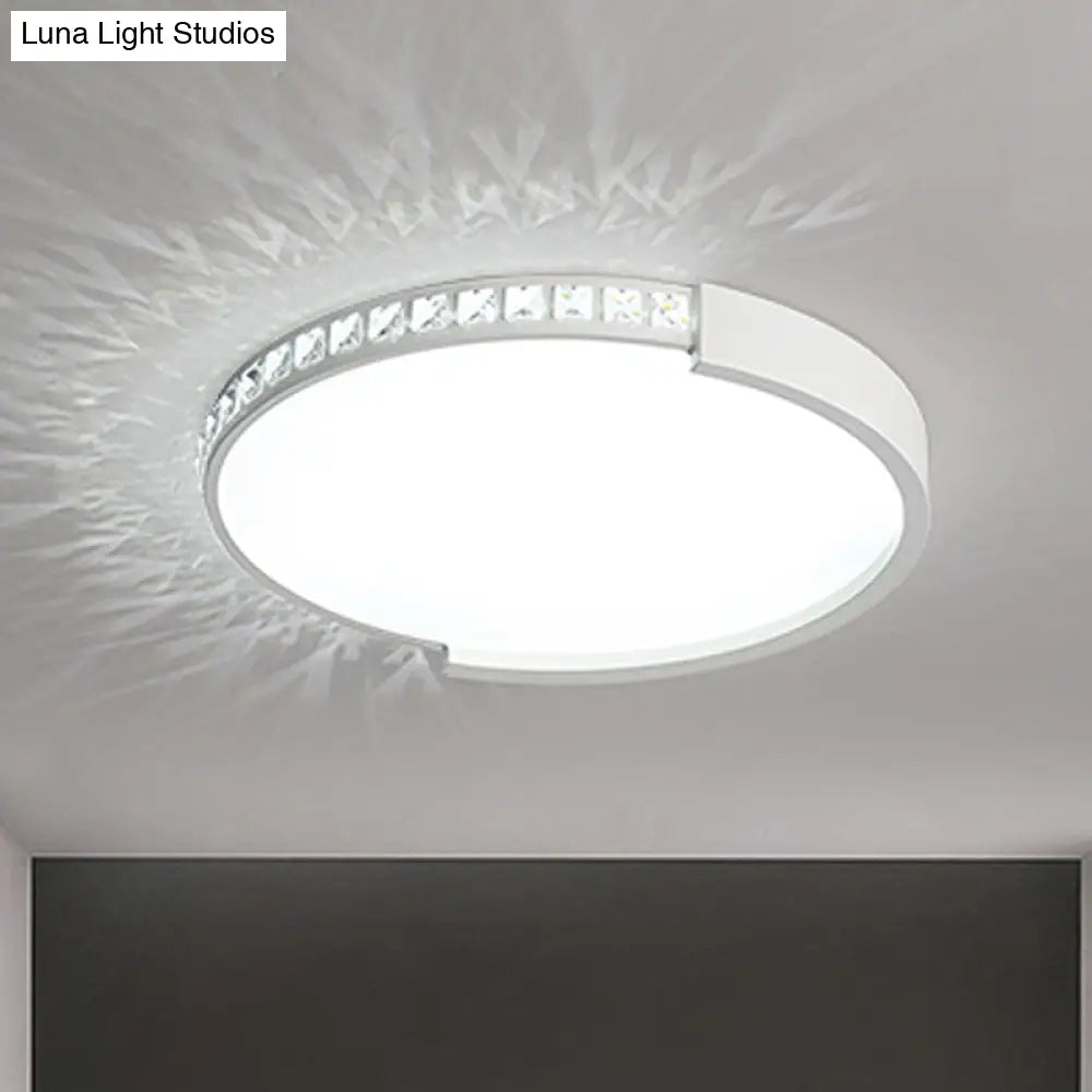 DecorBites™ DecorBites™ White Inlaid Crystal LED Flush Mount Ceiling Light for Minimalist Bedroom