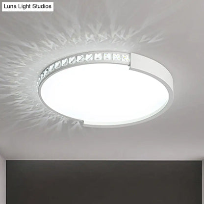 DecorBites™ DecorBites™ White Inlaid Crystal LED Flush Mount Ceiling Light for Minimalist Bedroom