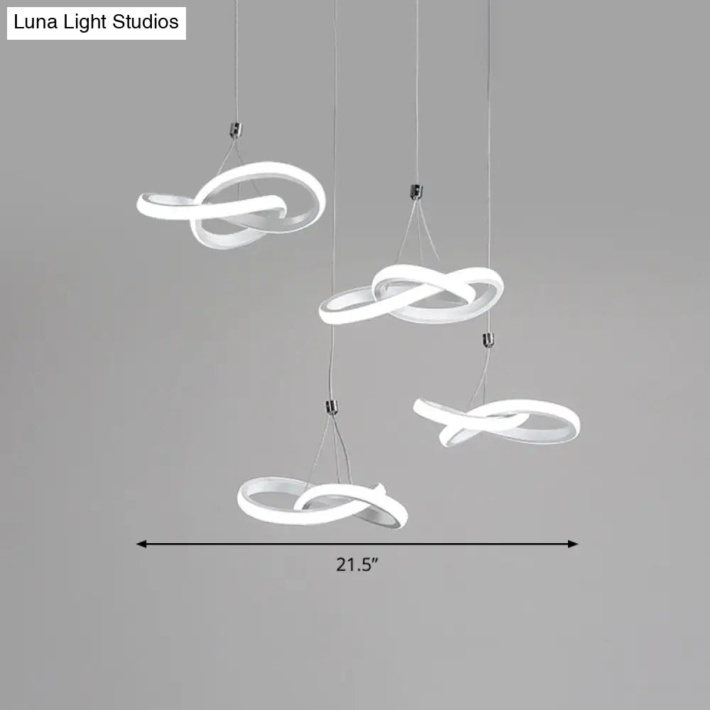 White LED Acrylic Ceiling Chandelier - Seamless Curve Design with Warm/White Light