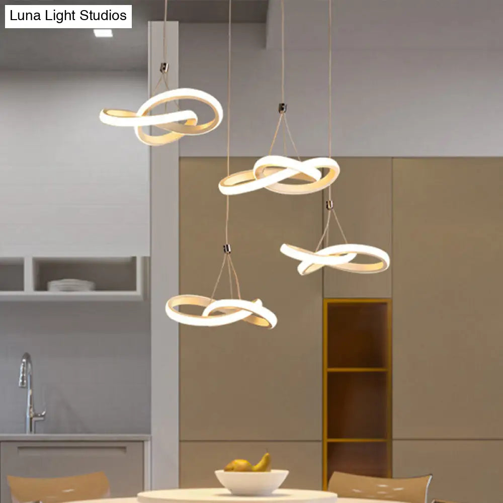 White LED Acrylic Ceiling Chandelier - Seamless Curve Design with Warm/White Light