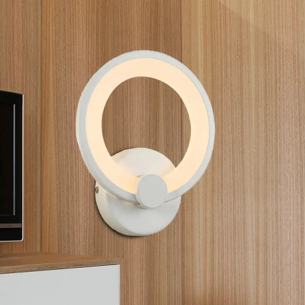 DecorBites™ DecorBites™ White LED Acrylic Hoop Wall Sconce - Minimalist Wall Mounted Lamp for Corners