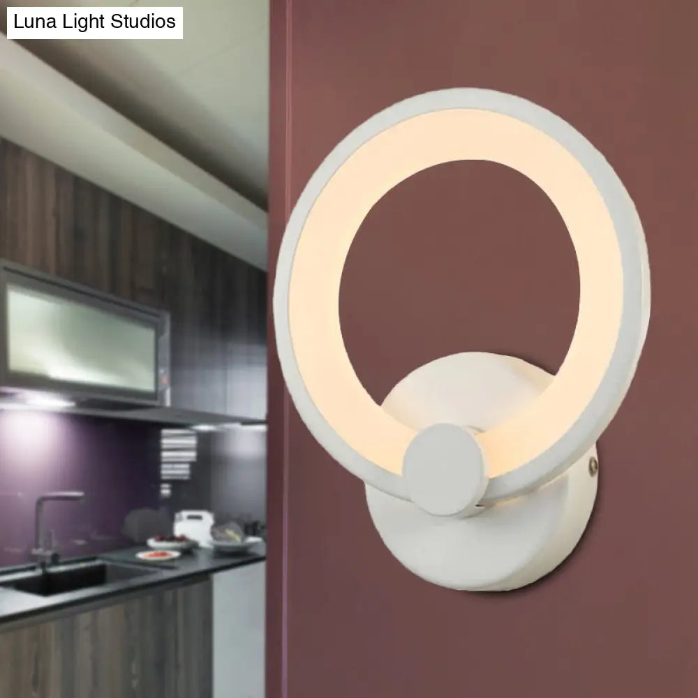 DecorBites™ DecorBites™ White LED Acrylic Hoop Wall Sconce - Minimalist Wall Mounted Lamp for Corners