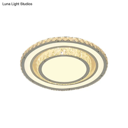 DecorBites™ DecorBites™ White LED Flush Mount Ceiling Light: Clear Crystal Round, 14"/19.5" Width
