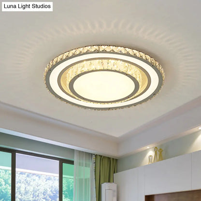 DecorBites™ DecorBites™ White LED Flush Mount Ceiling Light: Clear Crystal Round, 14"/19.5" Width