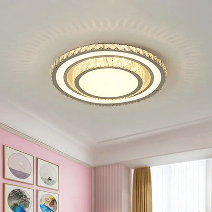 DecorBites™ DecorBites™ White LED Flush Mount Ceiling Light: Clear Crystal Round, 14"/19.5" Width