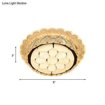 DecorBites™ DecorBites™ White LED Flushmount with Etched Floral Design for Corridor Ceiling Lighting