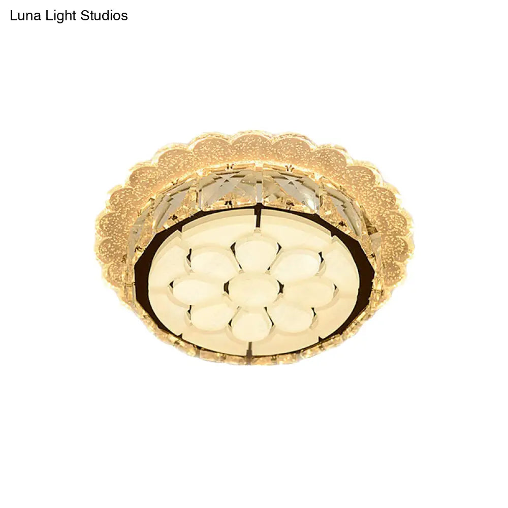 DecorBites™ DecorBites™ White LED Flushmount with Etched Floral Design for Corridor Ceiling Lighting