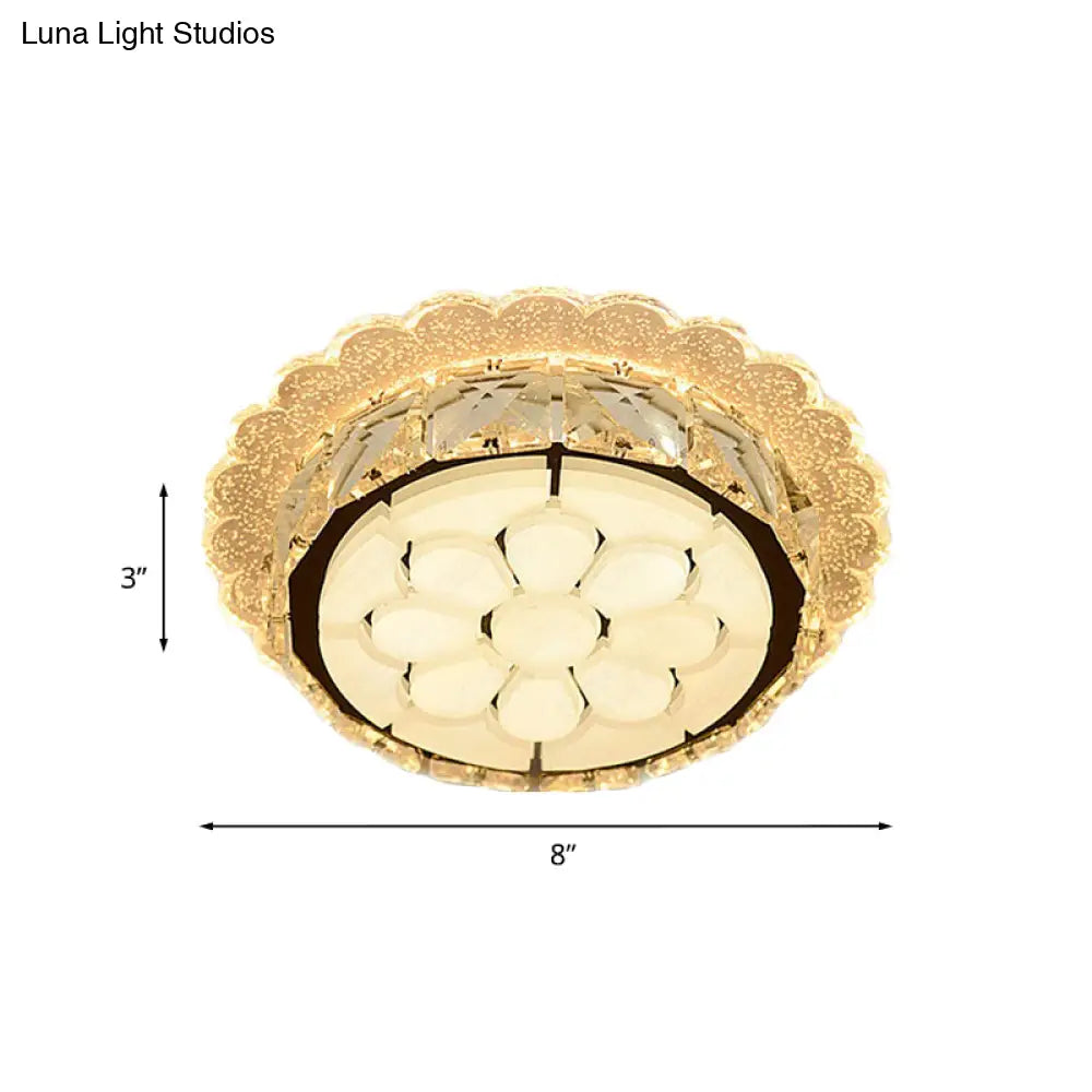 DecorBites™ DecorBites™ White LED Flushmount with Etched Floral Design for Corridor Ceiling Lighting
