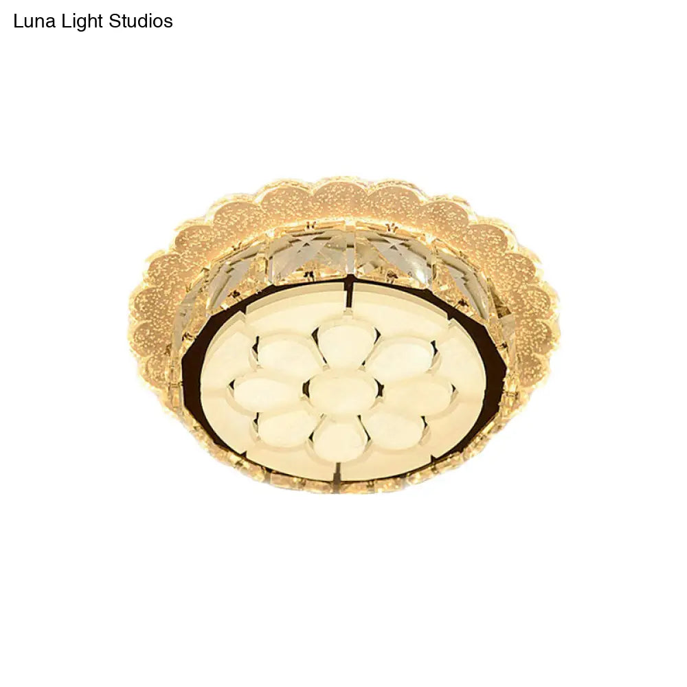 DecorBites™ DecorBites™ White LED Flushmount with Etched Floral Design for Corridor Ceiling Lighting