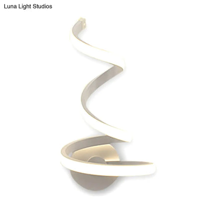 DecorBites™ DecorBites™ White LED Sconce Light with Modern Spiral Acrylic Shade for Dining Room